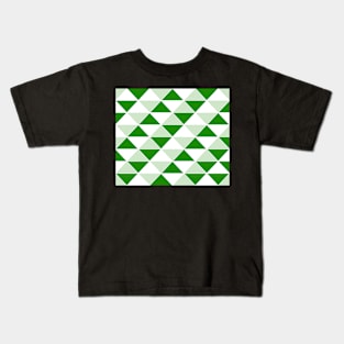 Abstract Triangles pattern - green and white. Kids T-Shirt